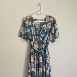 Baltic Born Blue Floral Maxi Dress Large